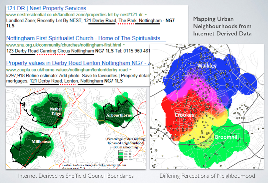 Mapping Urban Neighbourhoods using Internet Derived Data.